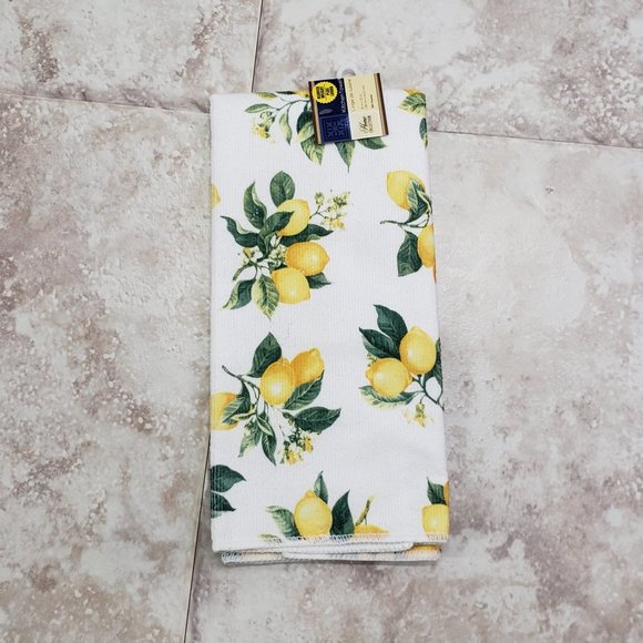 4 Pc Dish Towel Oven Mitt Pot Holders Set Home Collection Kitchen Lemon Print - Picture 3 of 6